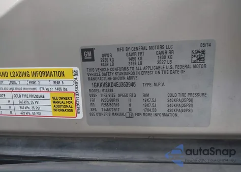 2014 GMC Acadia Slt-2 from USA, damaged, VIN 1GKKVSKD4EJ363946